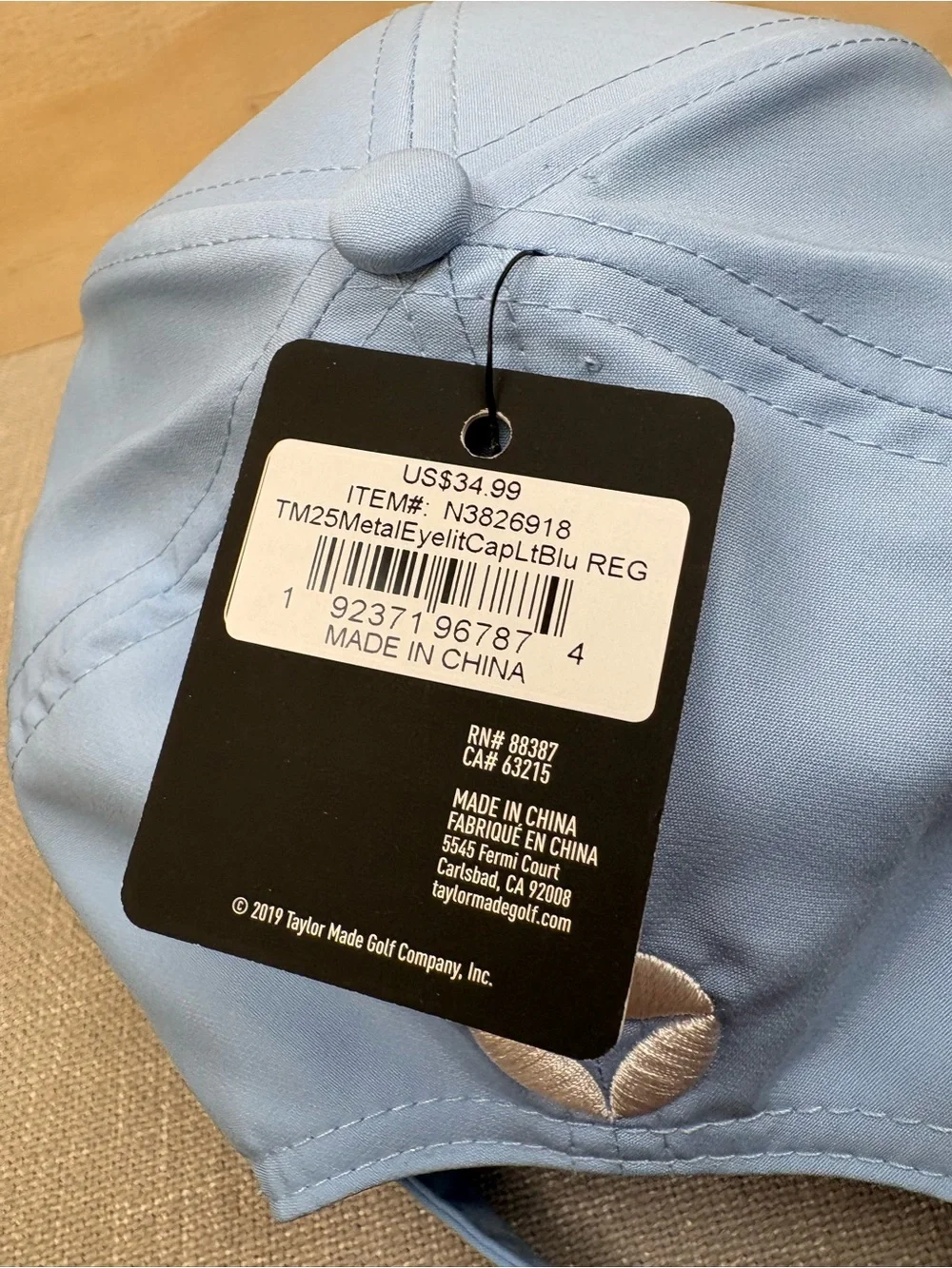 TaylorMade Light Blue Baseball Cap with Black & White TM Logo